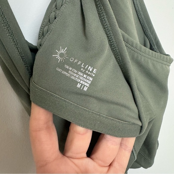 Aerie offline athleisure bra tank olive green M - Picture 5 of 5